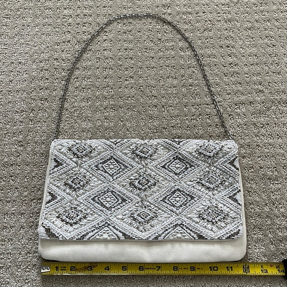 Chico's Handbags - Chico’s Purse/Clutch Cream Fabric with Neutral Beading